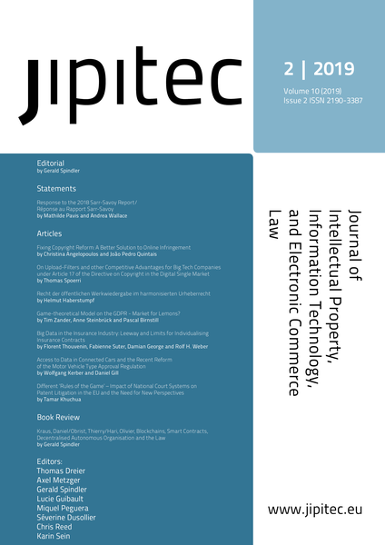 JIPITEC 10 (2) 2019 Cover